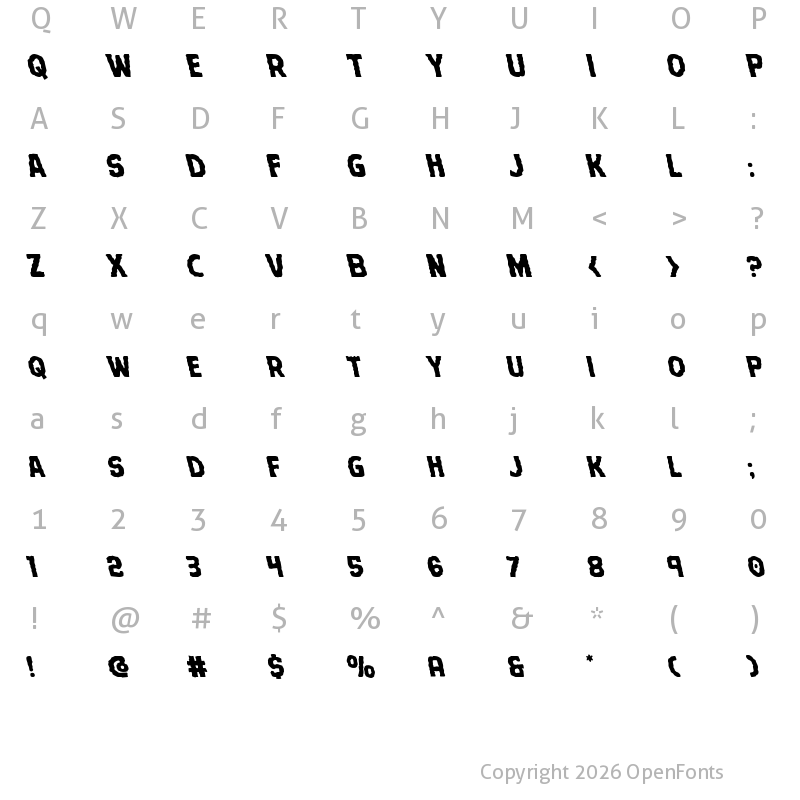 Character Map of Terror Babble Leftalic Italic