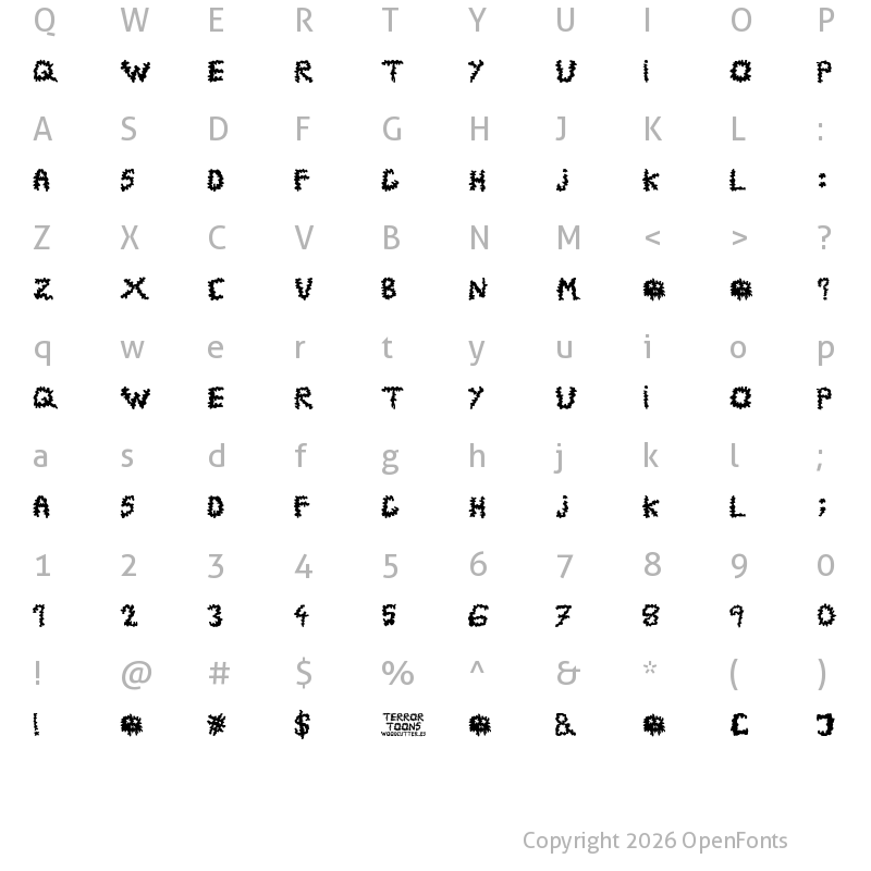 Character Map of TerrorToons Regular