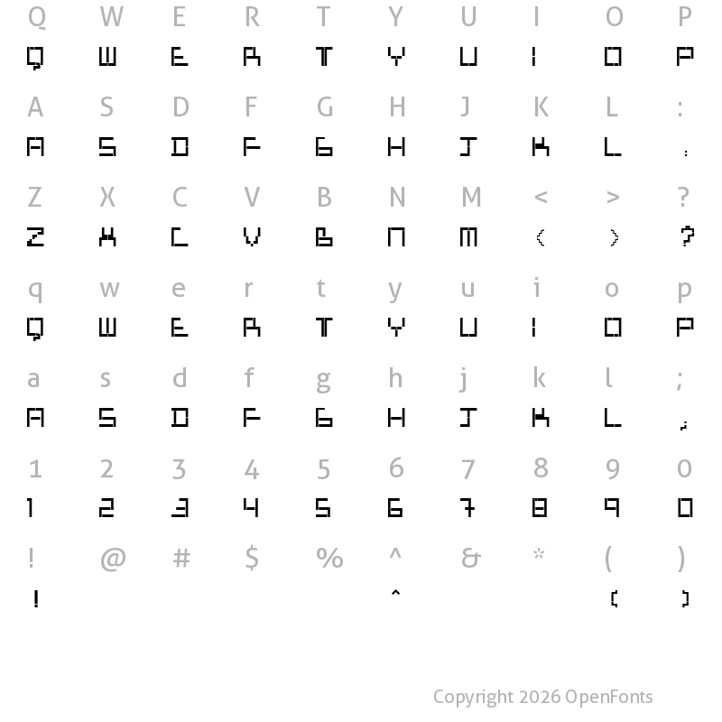 Character Map of Tetris Mania Type Regular