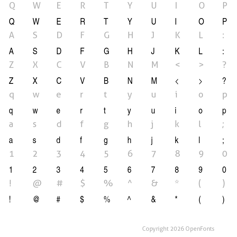 Character Map of TeX Gyre Heros Cn Regular