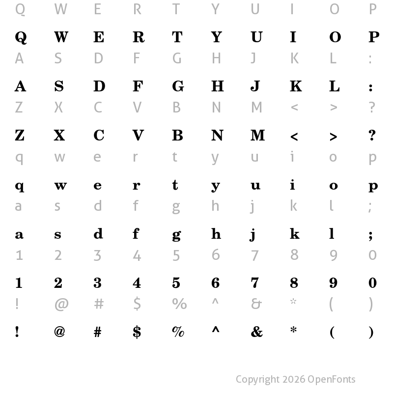 Character Map of TeX Gyre Schola Bold