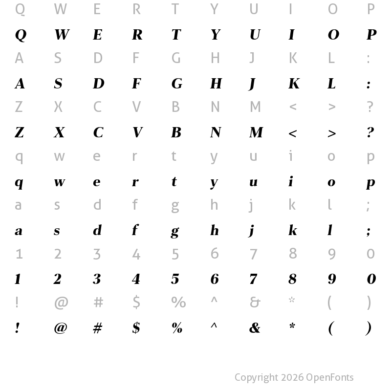 Character Map of Than Extrabold Italic