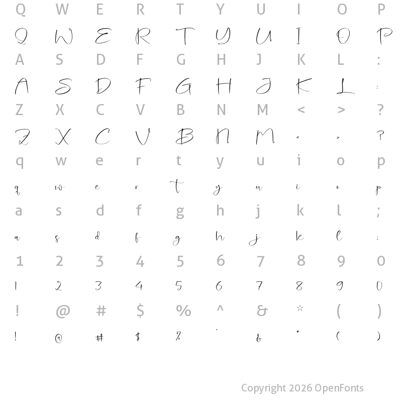 Character Map of Thandeliss Paulin Regular