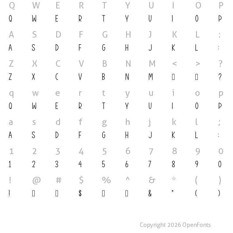 Character Map of Thanks Teacher Regular