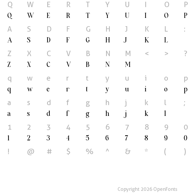 Character Map of The Aesthetic Essential Regular