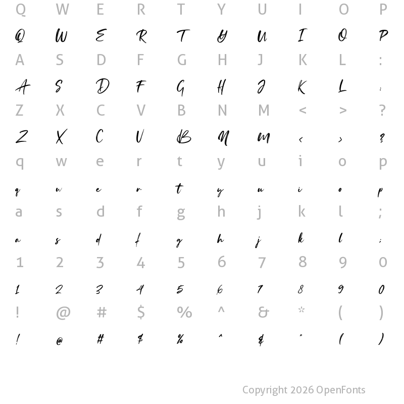 Character Map of The Andallass Regular
