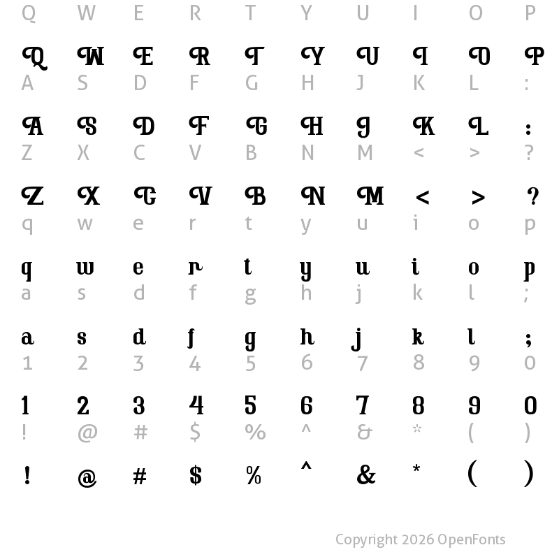 Character Map of The Arthaya Regular