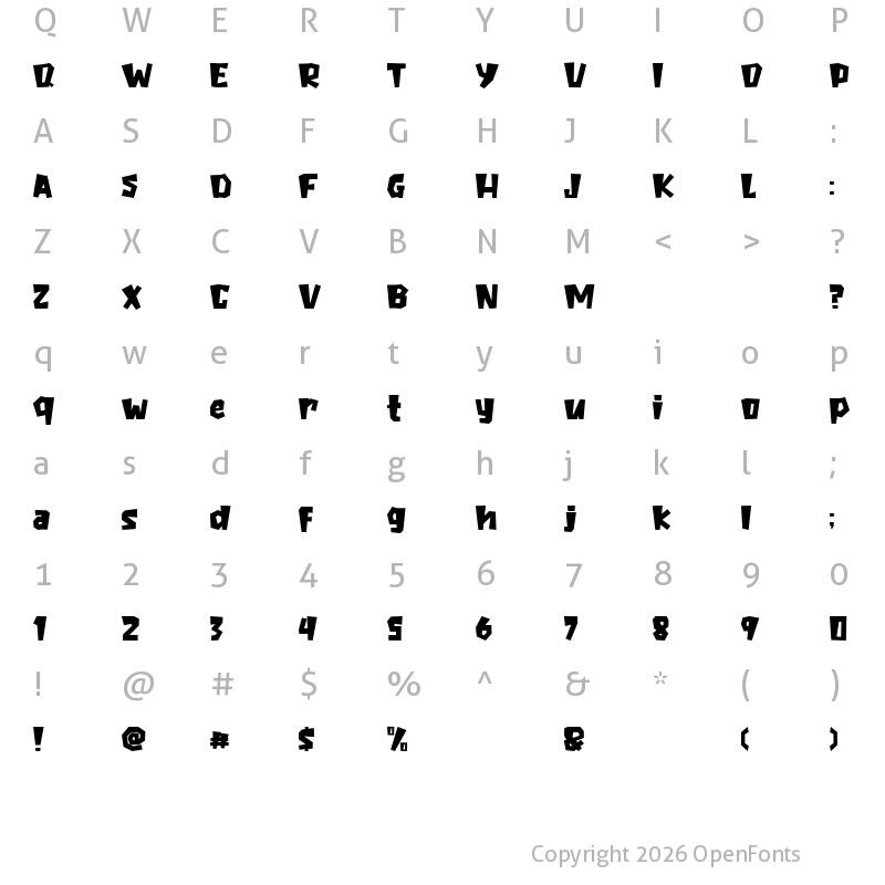 Character Map of The Baby Monster Regular