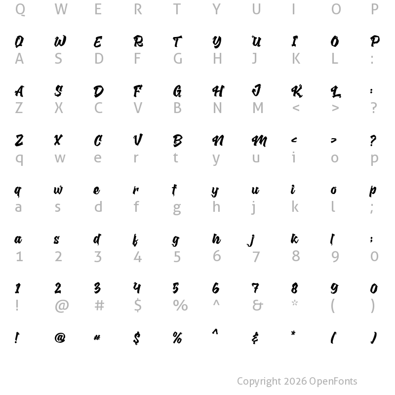 Character Map of The Backyard Script Regular