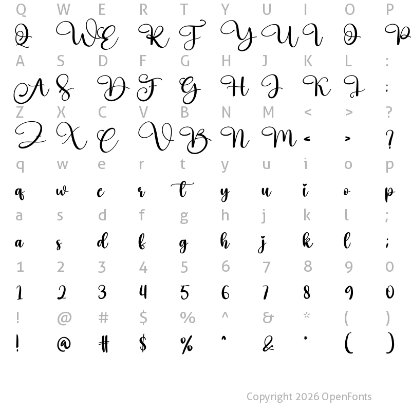 Character Map of The Bakery Regular