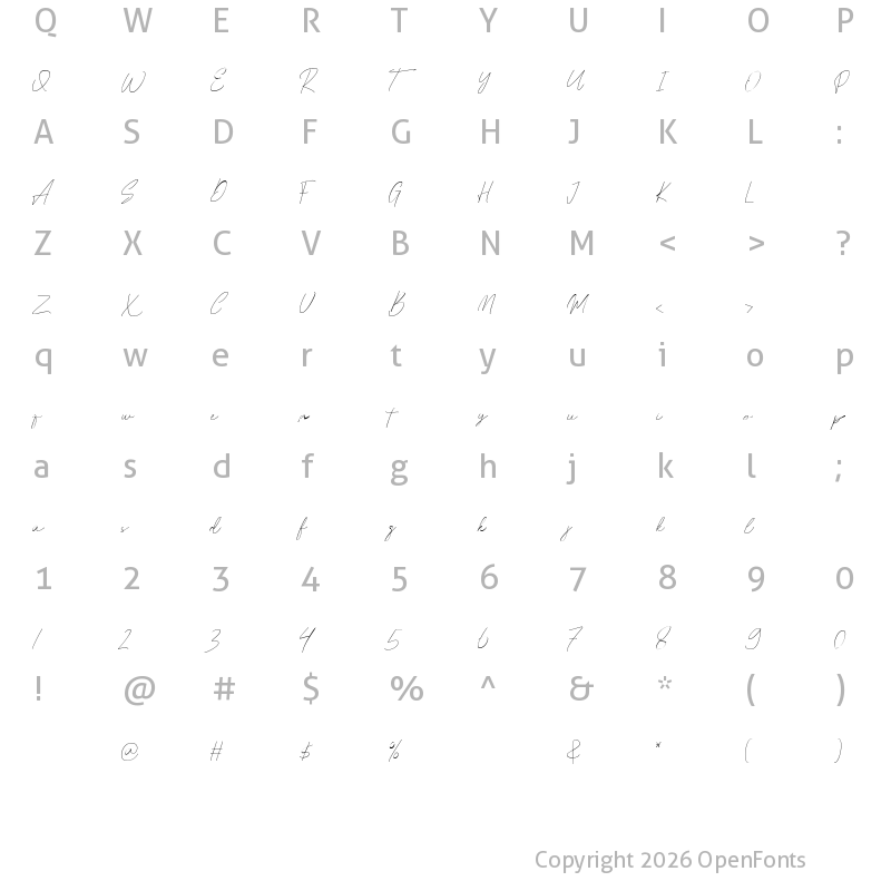 Character Map of The Bali Regular