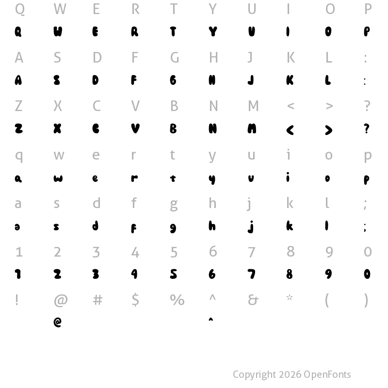 Character Map of The Bonbon Regular