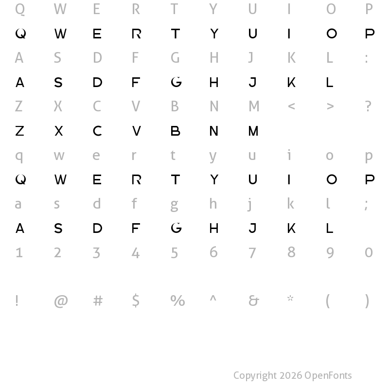 Character Map of The Brittany Sans Regular