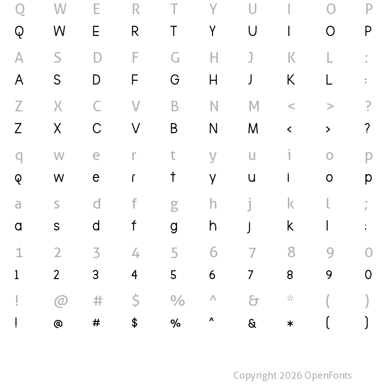 Character Map of the brooklyn bold Regular