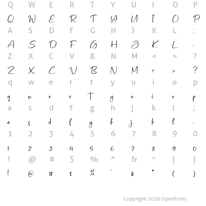Character Map of the burnley Regular