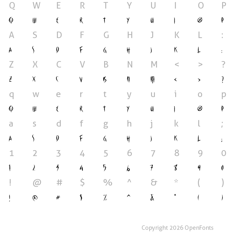 Character Map of The Claws Regular