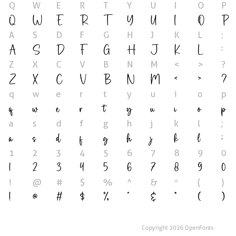 Character Map of The Cottage Regular
