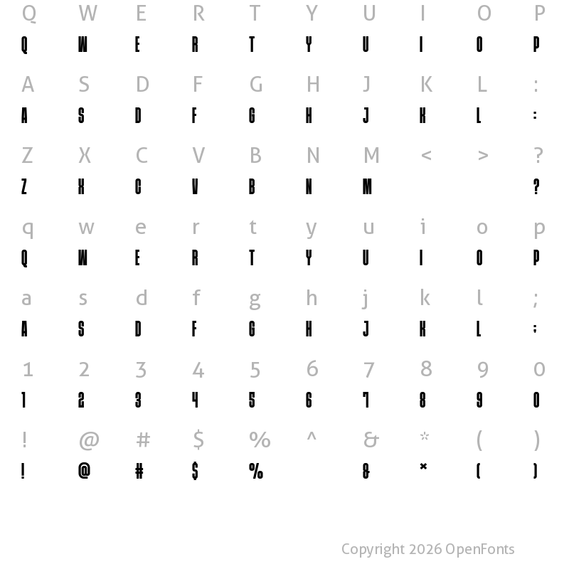 Character Map of THE DISPLAY FONT FREE Regular