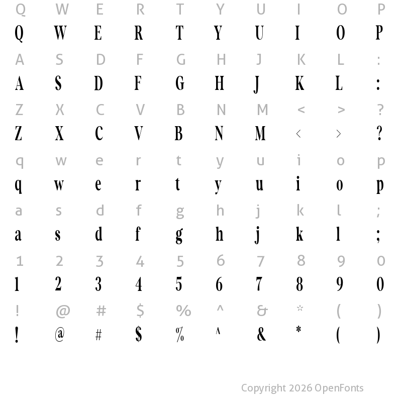 Character Map of The Documentary Condensed Condensed Regular
