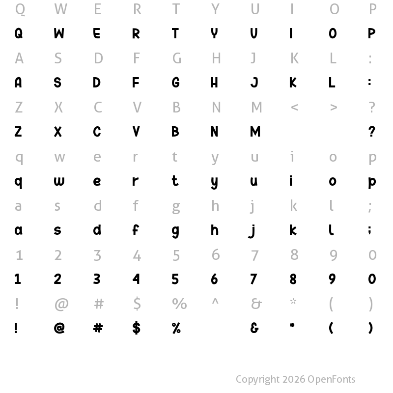 Character Map of The Drean Regular