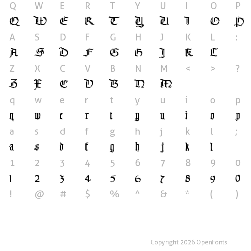 Character Map of The End. Regular