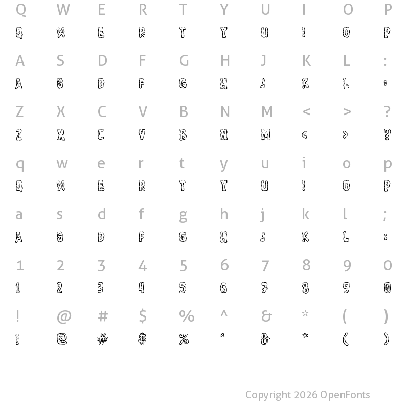Character Map of The Flesh Regular