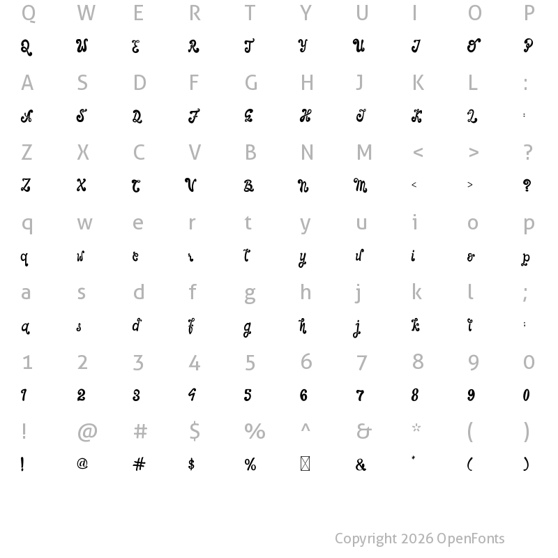Character Map of The Foughe Script Regular