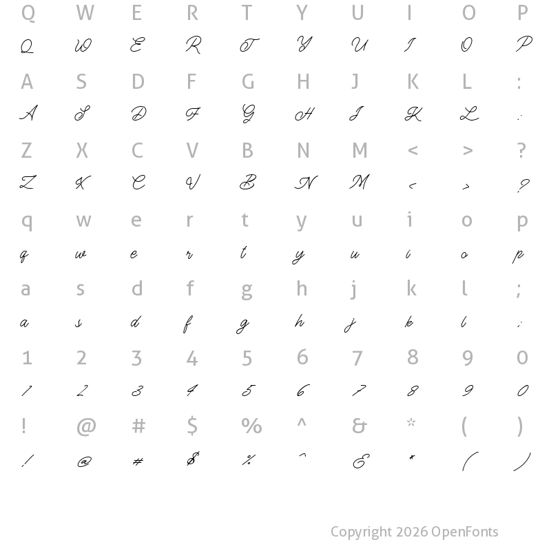 Character Map of The Gallery Regular