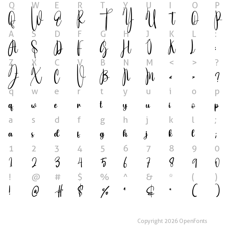 Character Map of The Gift Regular