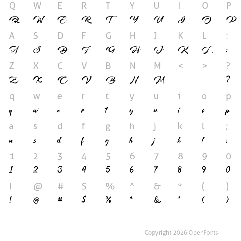 Character Map of The Golden Elephant Regular