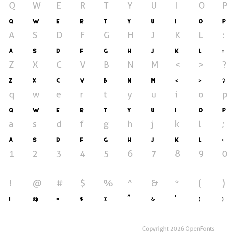 Character Map of THE HOLIDAY Regular