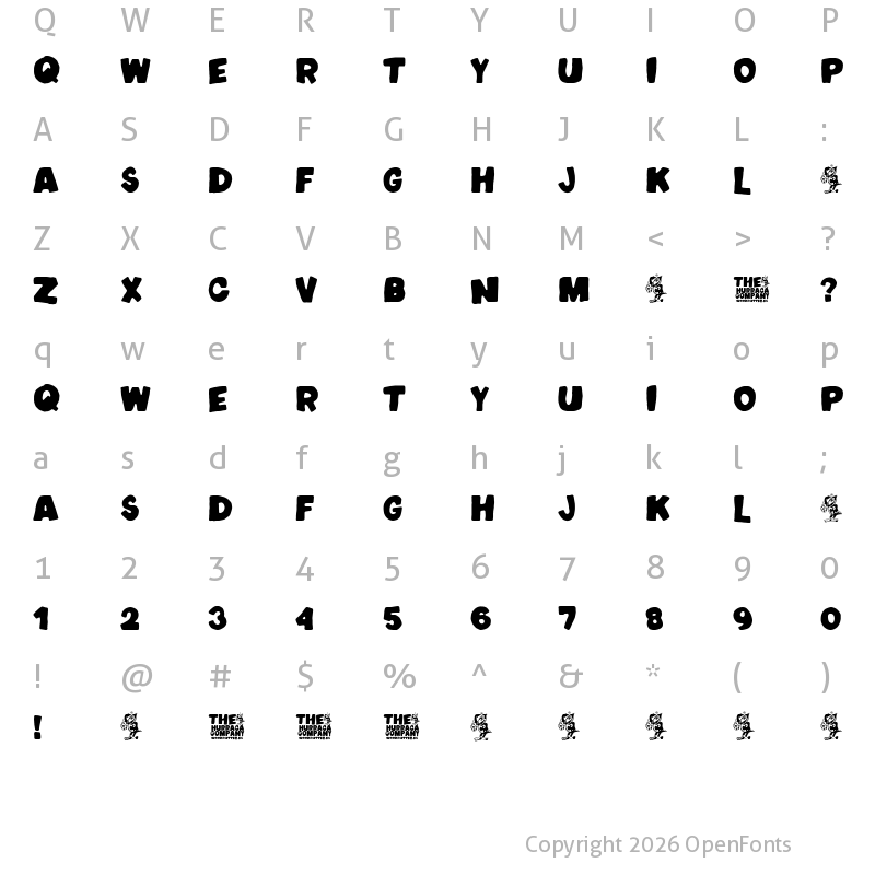 Character Map of The Hurraca company+ Regular