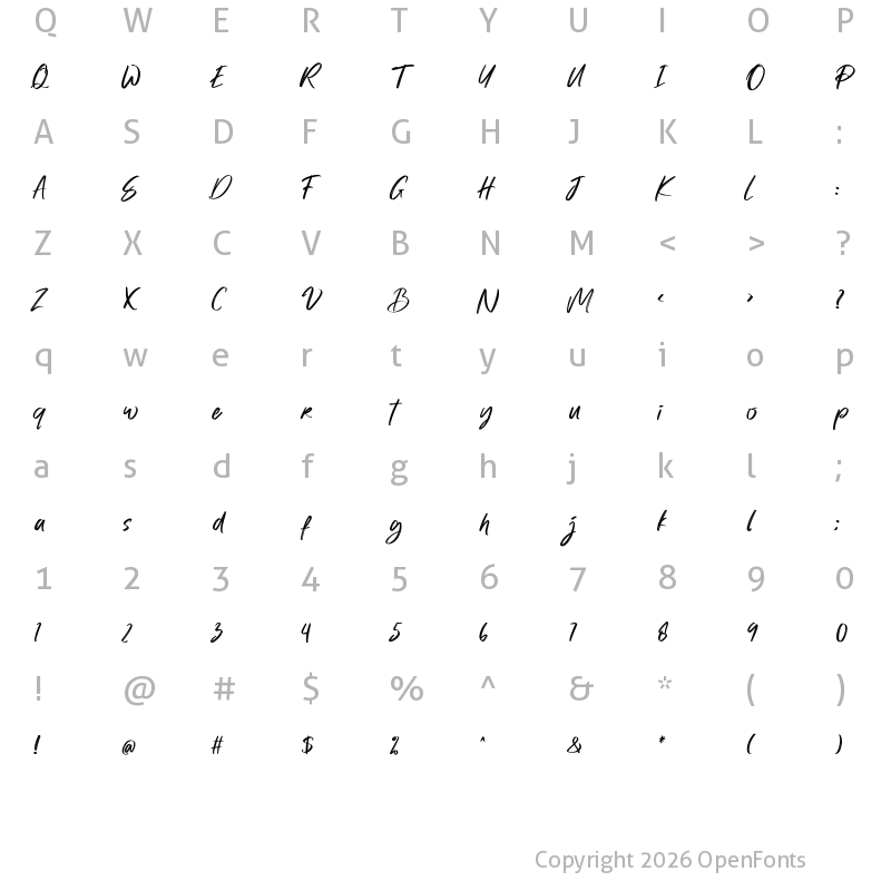 Character Map of The Knitter Regular
