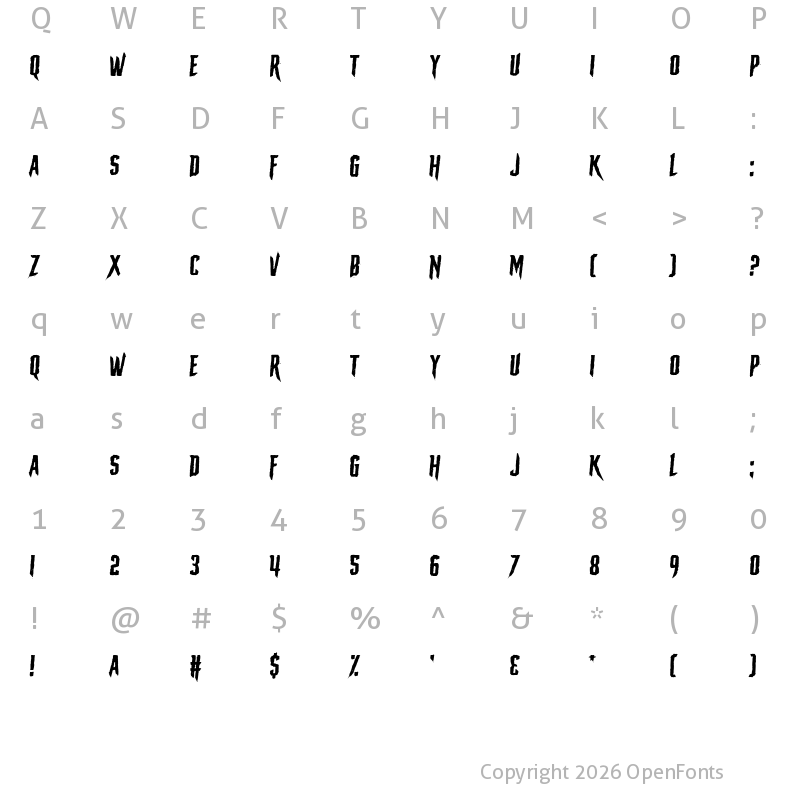 Character Map of The Macabre Regular