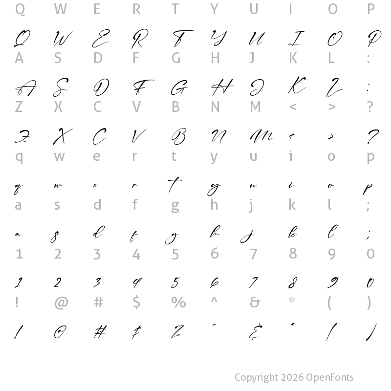 Character Map of The Magestica Italic
