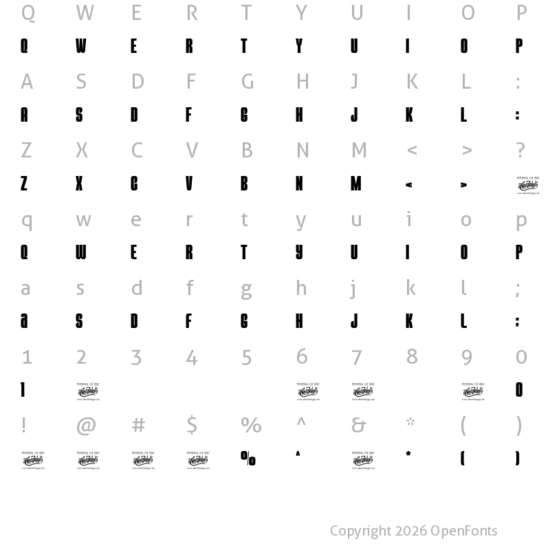 Character Map of THE MEZIRANE Regular