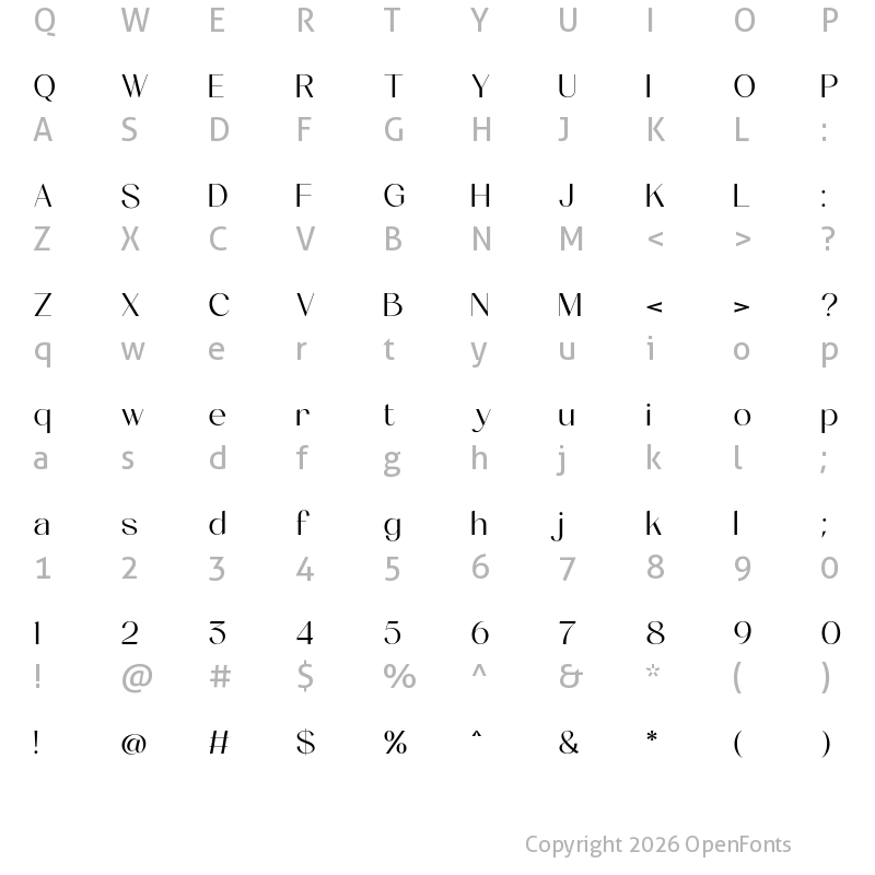 Character Map of The munday free version Regular