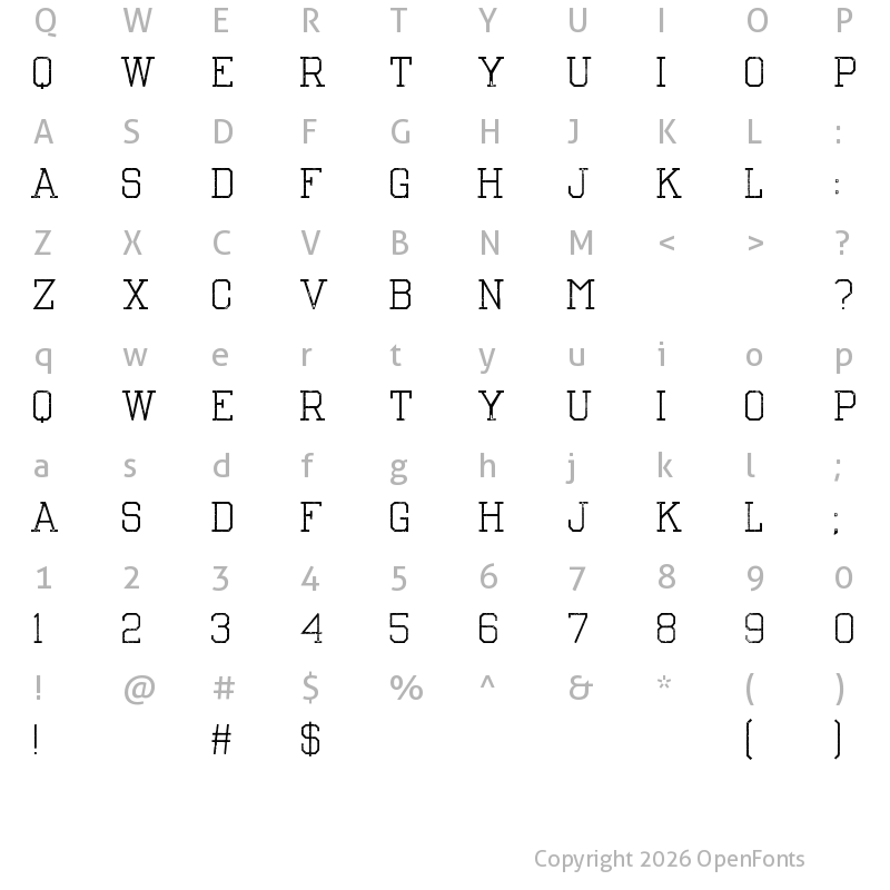 Character Map of The Nest Regular