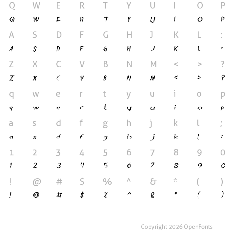 Character Map of The Night Italic