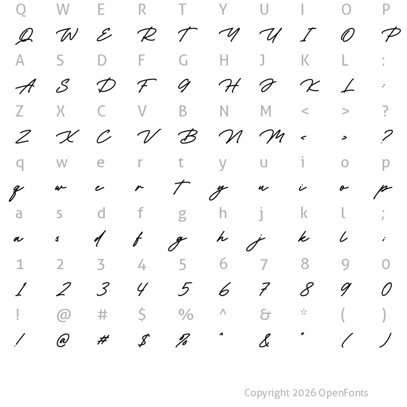 Character Map of The Patience Regular