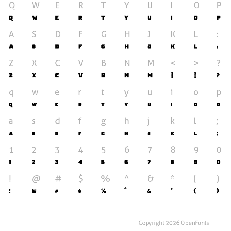 Character Map of The Pretender Bold Sans