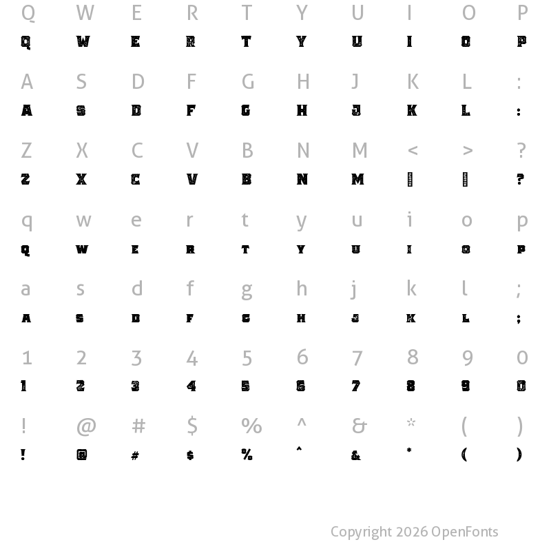Character Map of The Pretender Bold Serif Press