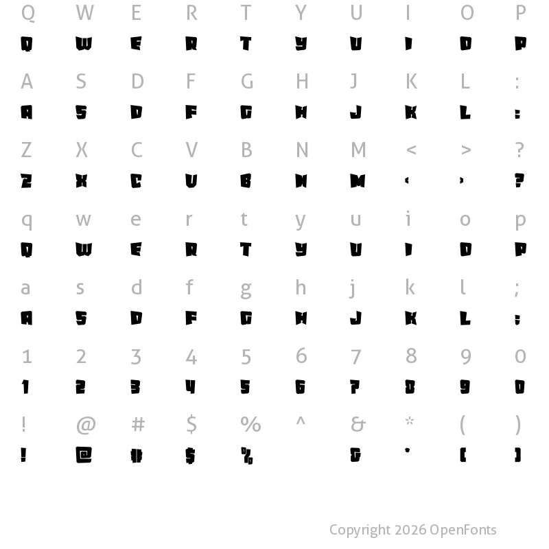 Character Map of The Rock Regular