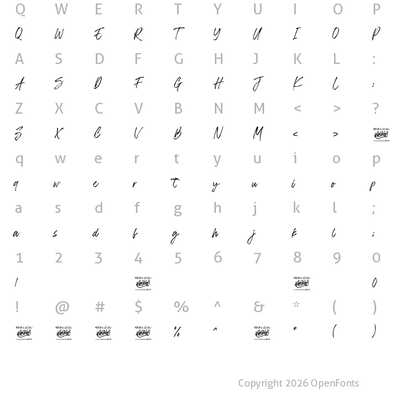 Character Map of The Roletta Regular