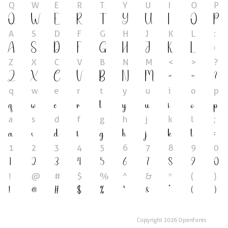 Character Map of The Silhouette Regular