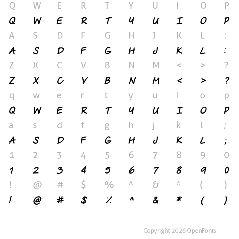 Character Map of The Urban Way Italic Italic
