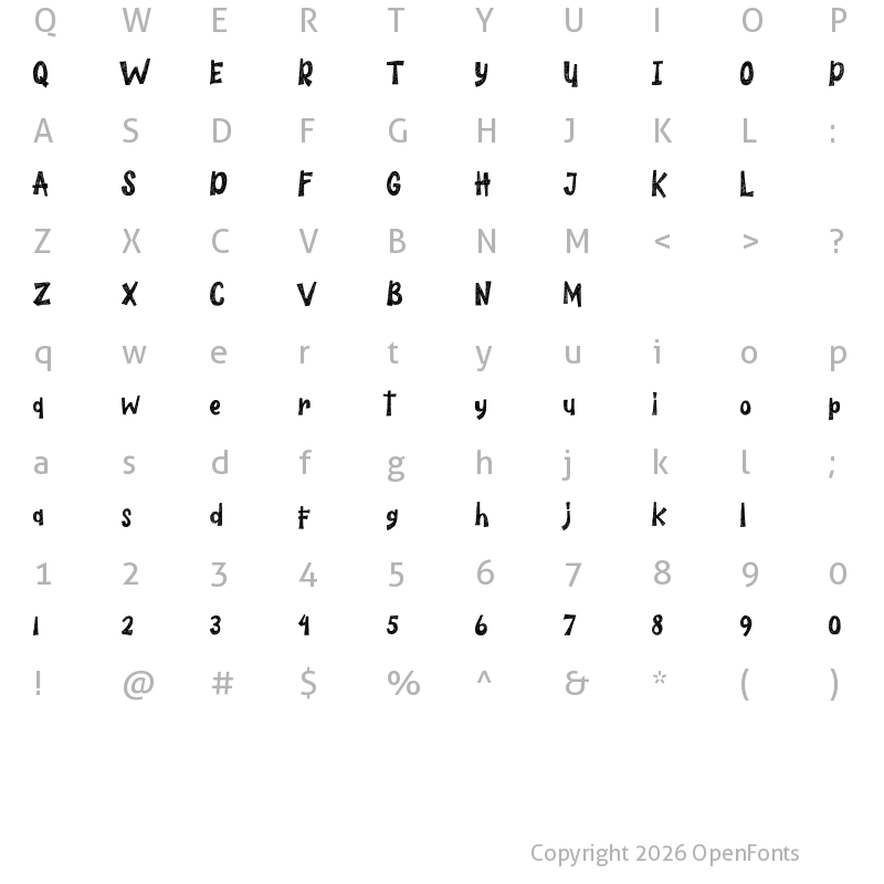 Character Map of The Wildeast Regular