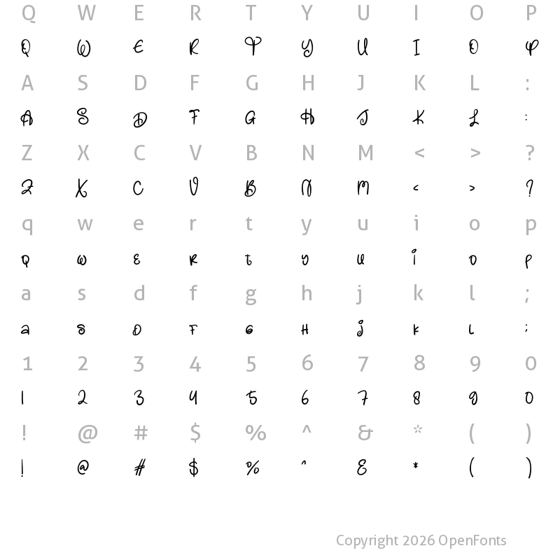 Character Map of The Winter Regular