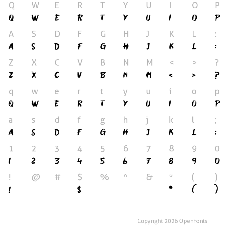 Character Map of The Zombie Birds Regular