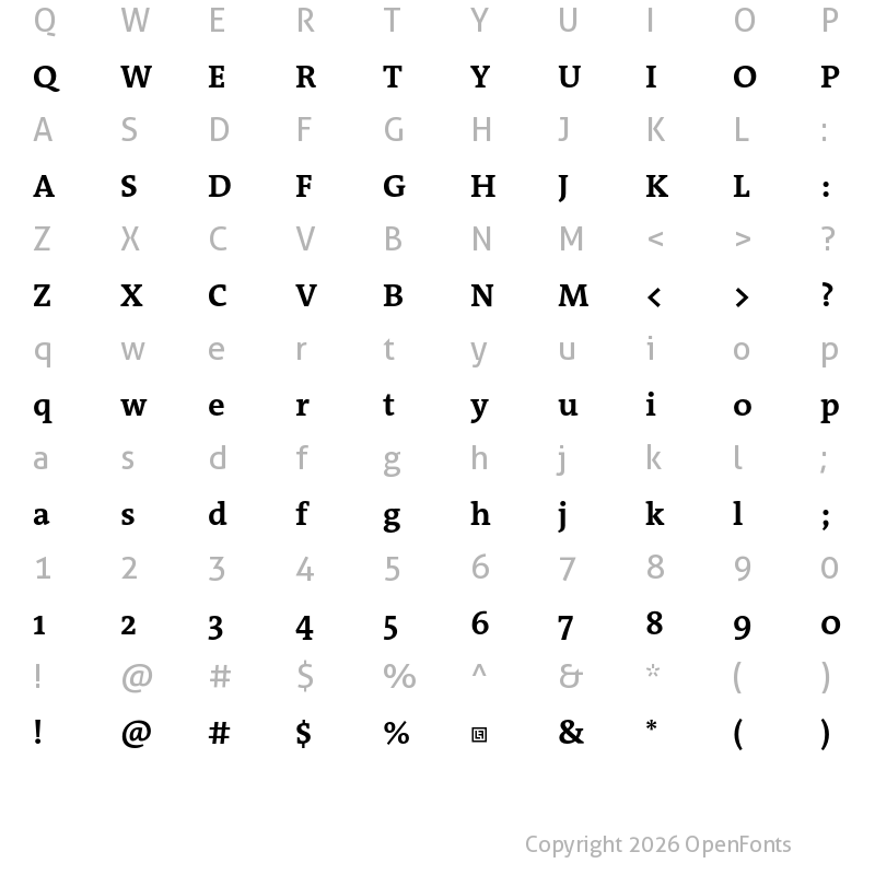 Character Map of TheAntiquaB Trial W7 Bold